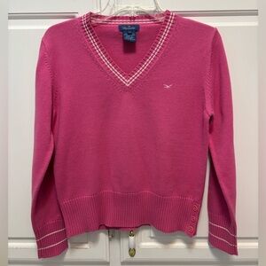 Faconnable Pink V-neck Pullover Cotton Sweater Women’s Size Small